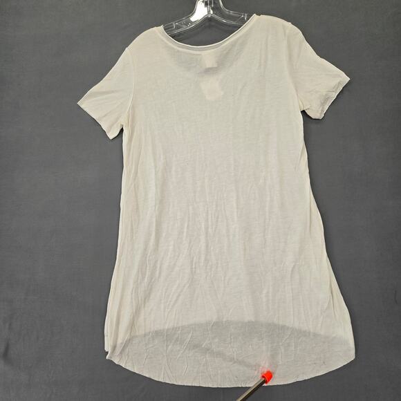 Freeloader White Shirt Tee NEW Grunge Raw Hem Short Sleeves Scoop Neck Women's S - Picture 11 of 13